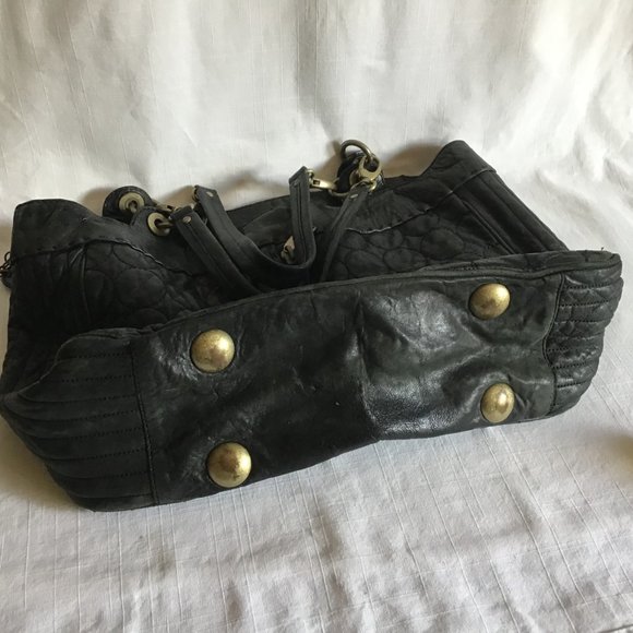 Cynthia Rowley Large Black Leather Quilted Tote Bag / Purse - Picture 13 of 13